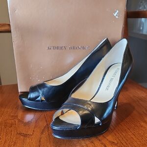 Audrey Brooke Elegant Black Peep Toe Heels